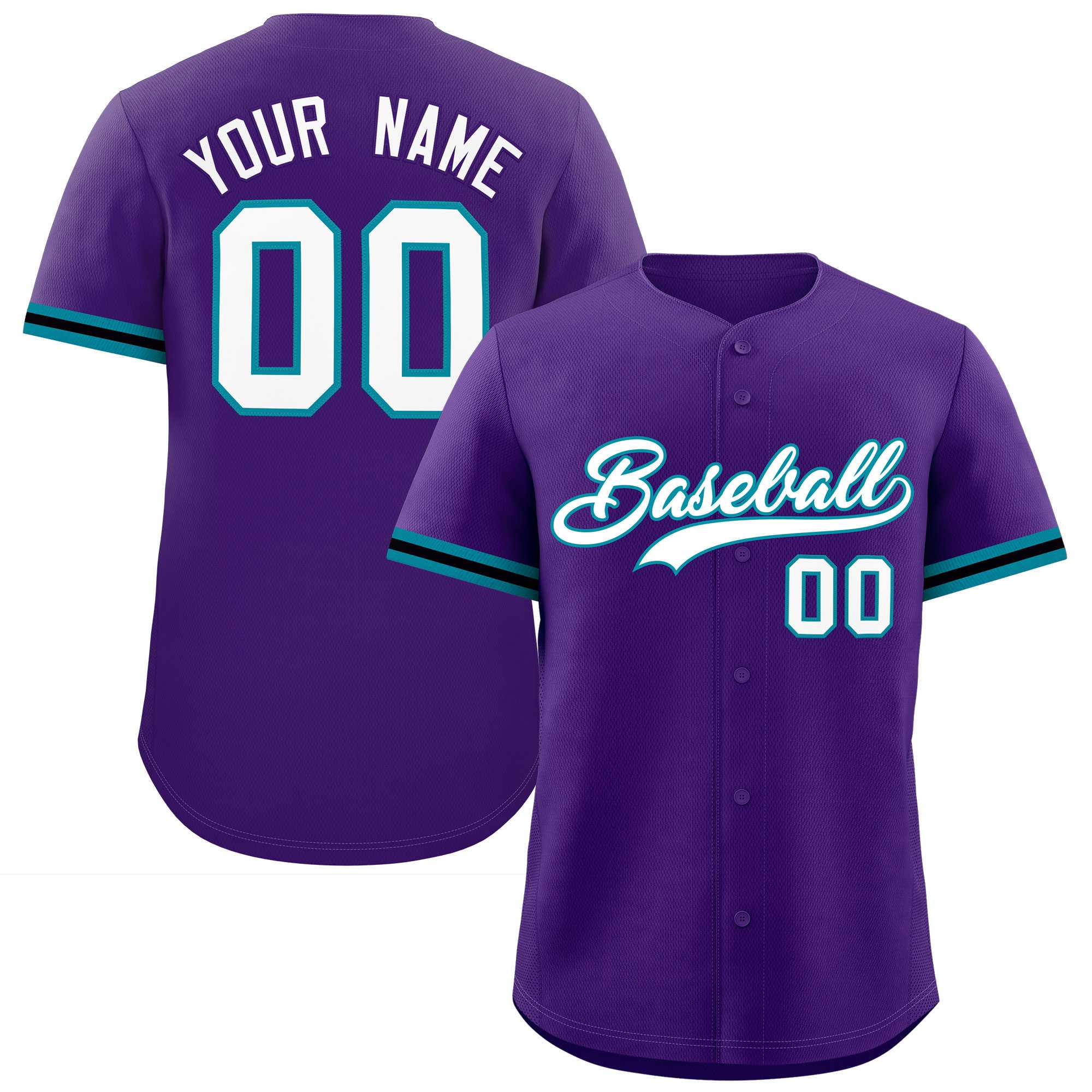 Custom Purple White Full Button Design Authentic Baseball Jersey