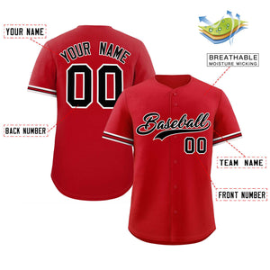 Custom Red Black Full Button Design Authentic Baseball Jersey