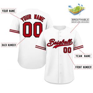 Custom White Red Full Button Design Authentic Baseball Jersey