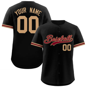 Custom Black Maroon Full Button Design Authentic Baseball Jersey