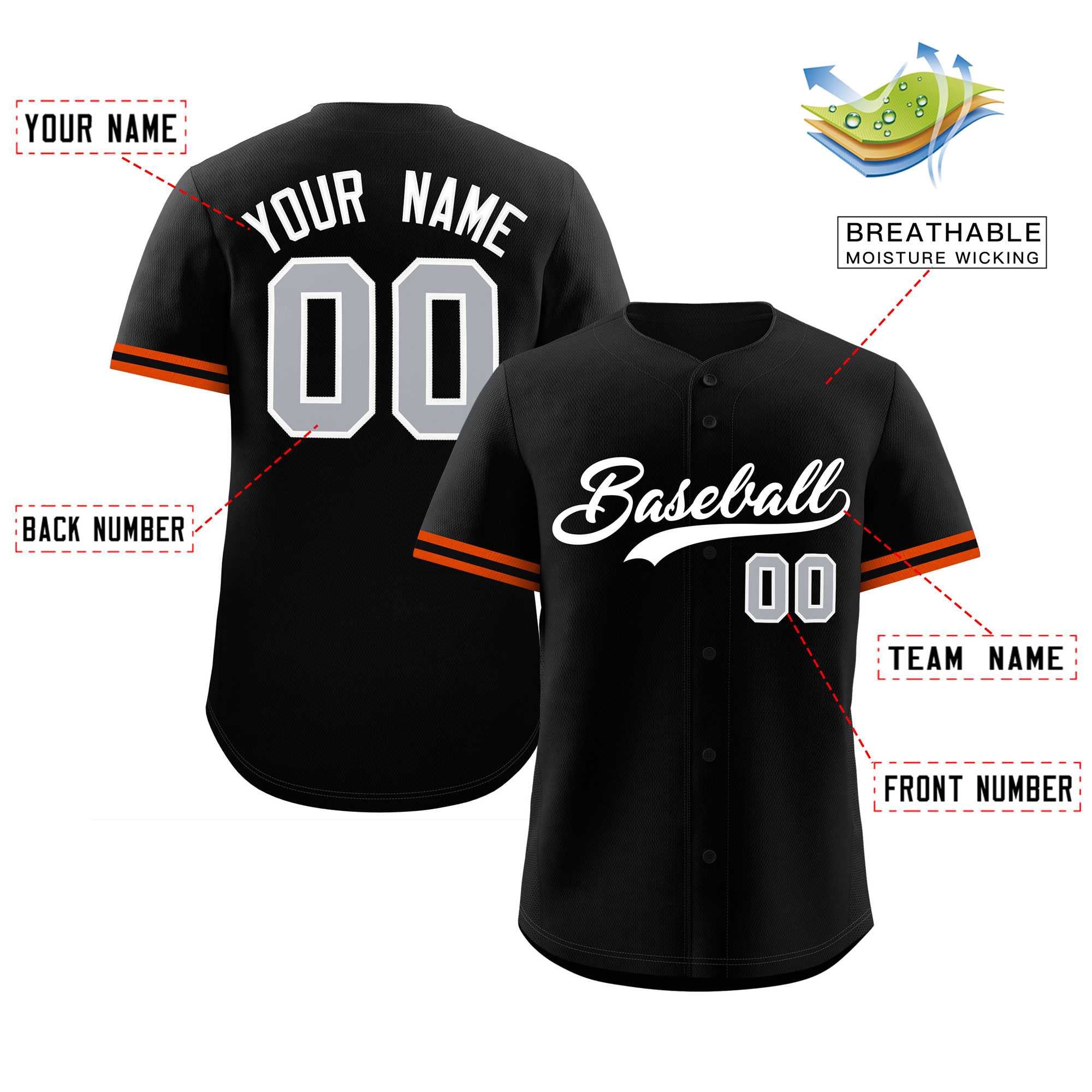 Custom Black White Full Button Design Authentic Baseball Jersey