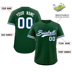 Custom Green White Full Button Design Authentic Baseball Jersey