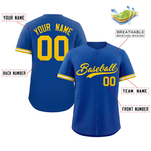 Custom Royal Gold Full Button Design Authentic Baseball Jersey