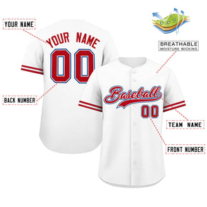 Custom White Red Full Button Design Authentic Baseball Jersey