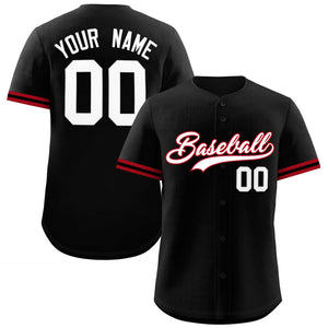 Custom Black White Full Button Design Authentic Baseball Jersey