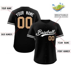 Custom Black White Full Button Design Authentic Baseball Jersey