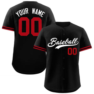 Custom Black White Full Button Design Authentic Baseball Jersey