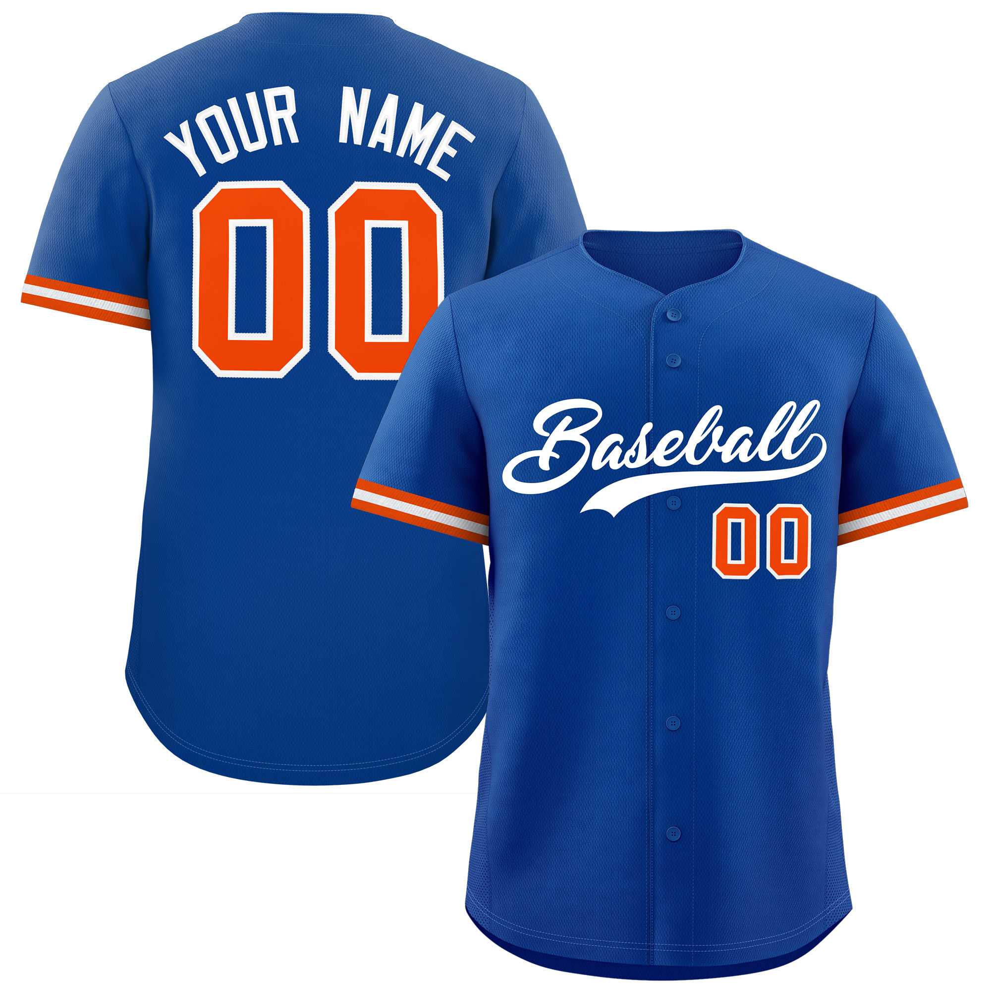 Custom Royal White Full Button Design Authentic Baseball Jersey