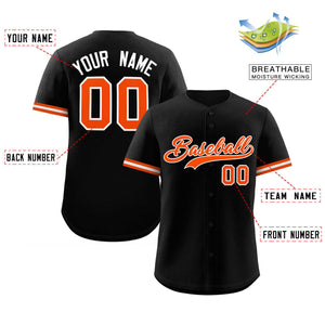 Custom Black Orange Full Button Design Authentic Baseball Jersey