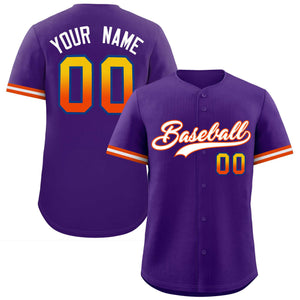 Custom Purple White Full Button Design Authentic Baseball Jersey