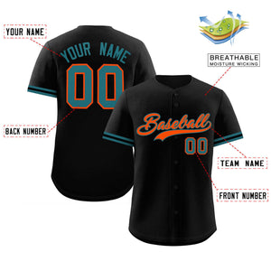 Custom Black Orange Full Button Design Authentic Baseball Jersey