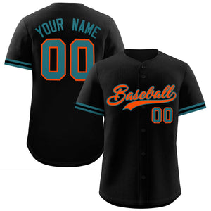 Custom Black Orange Full Button Design Authentic Baseball Jersey