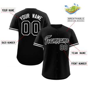 Custom Black White Full Button Design Authentic Baseball Jersey