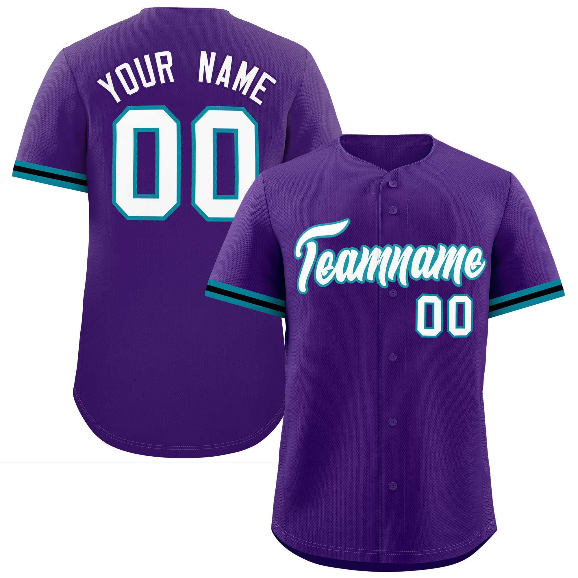 Custom Purple White Full Button Design Authentic Baseball Jersey