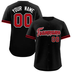 Custom Black Red Full Button Design Authentic Baseball Jersey