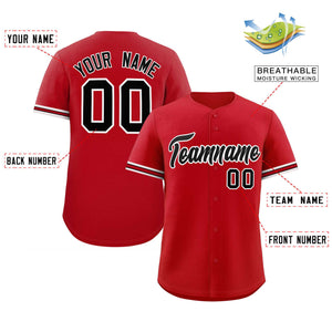 Custom Red Black Full Button Design Authentic Baseball Jersey