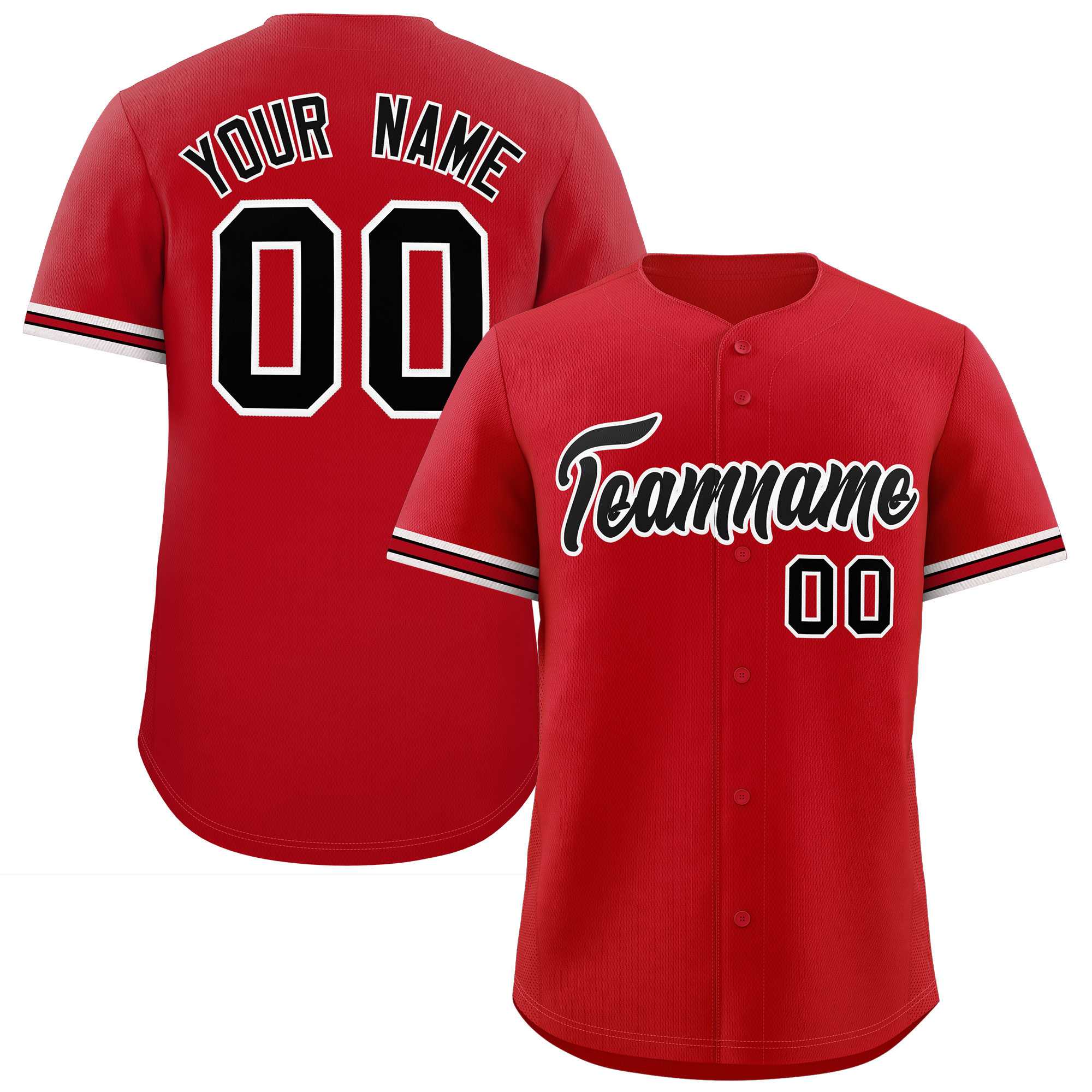 Custom Red Black Full Button Design Authentic Baseball Jersey