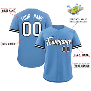 Custom Light Blue White Full Button Design Authentic Baseball Jersey