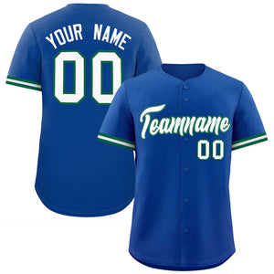 Custom Royal White Full Button Design Authentic Baseball Jersey