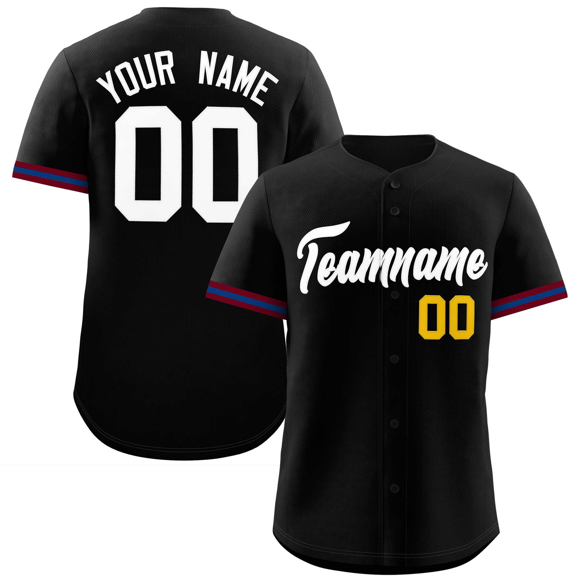 Custom Black White Full Button Design Authentic Baseball Jersey