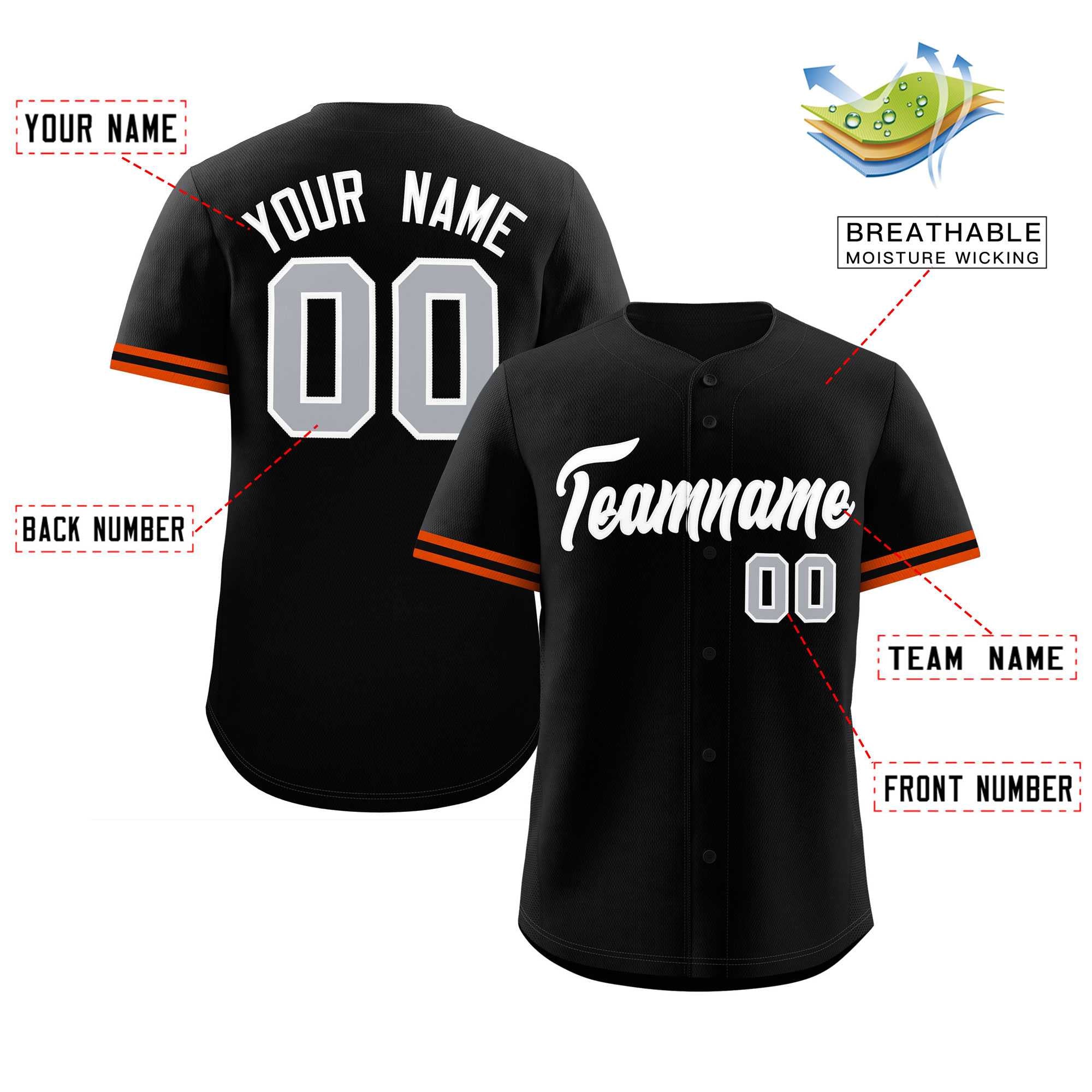 Custom Black White Full Button Design Authentic Baseball Jersey