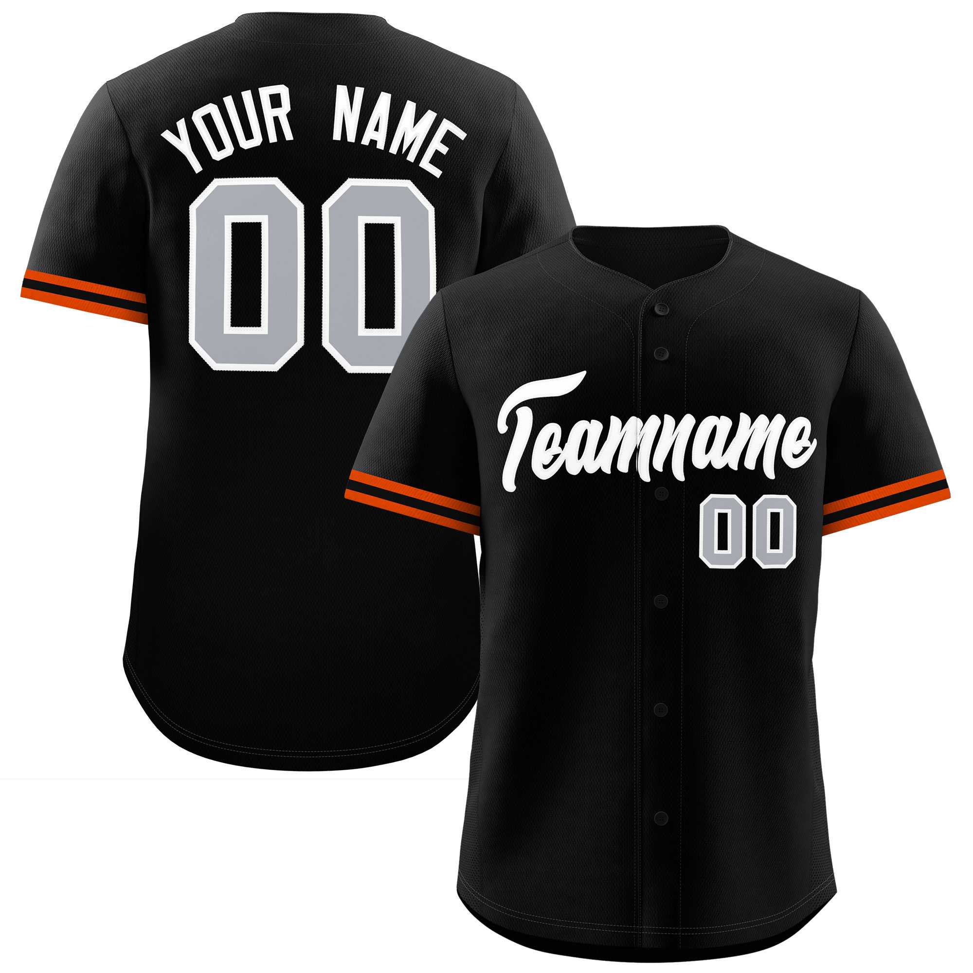 Custom Black White Full Button Design Authentic Baseball Jersey