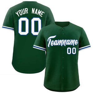 Custom Green White Full Button Design Authentic Baseball Jersey