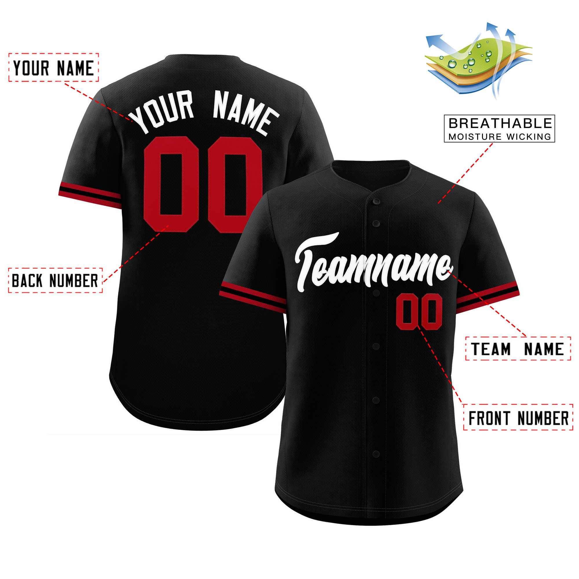 Custom Black White Full Button Design Authentic Baseball Jersey