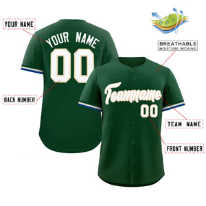 Custom Green White Full Button Design Authentic Baseball Jersey