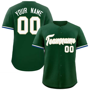 Custom Green White Full Button Design Authentic Baseball Jersey