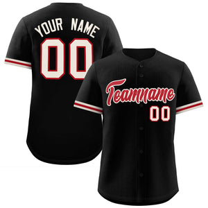 Custom Black Red Full Button Design Authentic Baseball Jersey