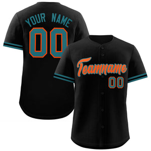 Custom Black Orange Full Button Design Authentic Baseball Jersey