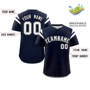 Custom Navy White Classic Style Personalized Full Button Authentic Baseball Jersey