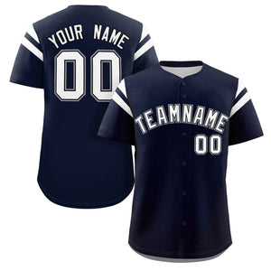 Custom Navy White Classic Style Personalized Full Button Authentic Baseball Jersey