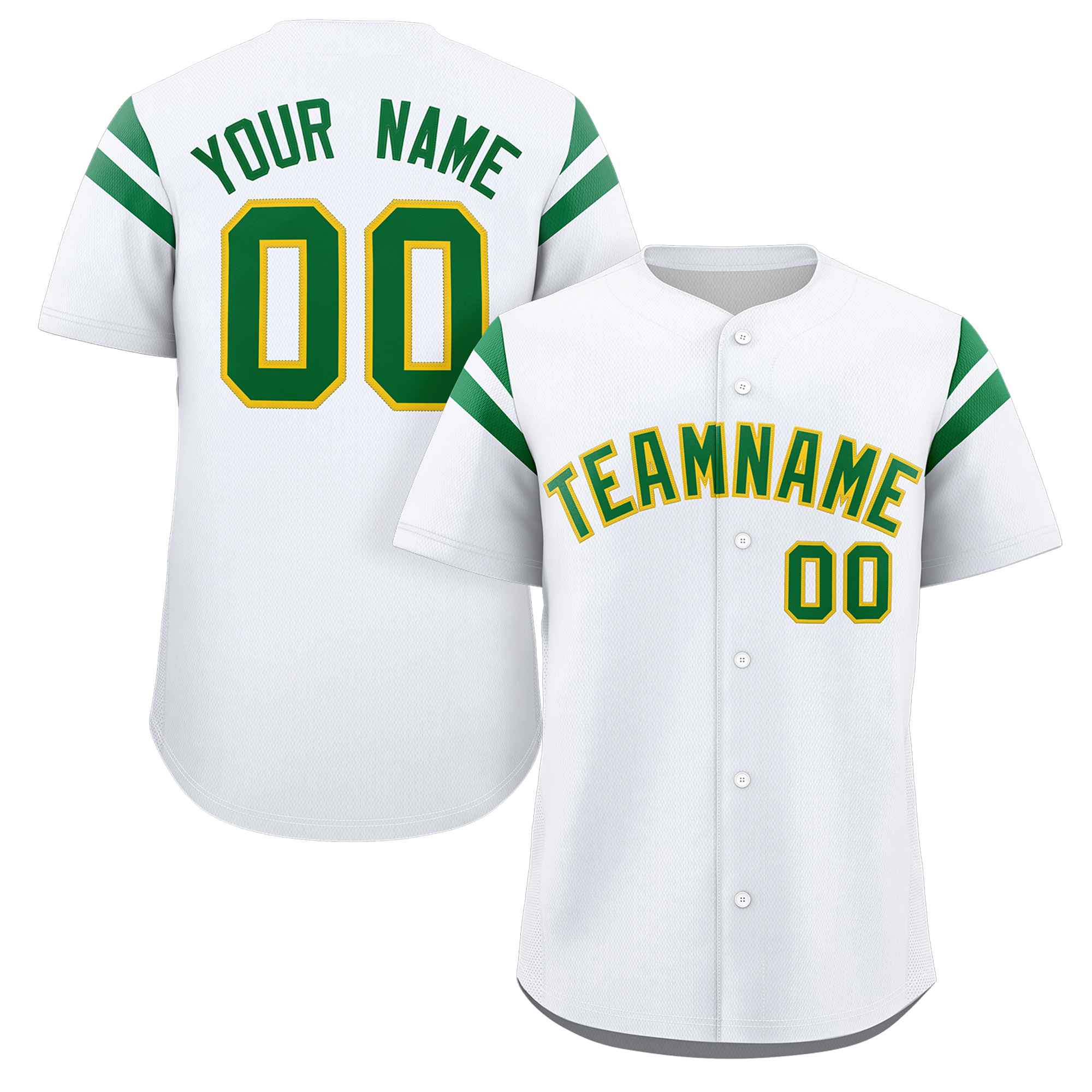 Custom White Kelly Green Classic Style Personalized Full Button Authentic Baseball Jersey