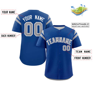 Custom Royal Gray Classic Style Personalized Full Button Authentic Baseball Jersey