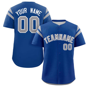 Custom Royal Gray Classic Style Personalized Full Button Authentic Baseball Jersey