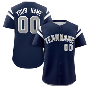 Custom Navy Gray Classic Style Personalized Full Button Authentic Baseball Jersey