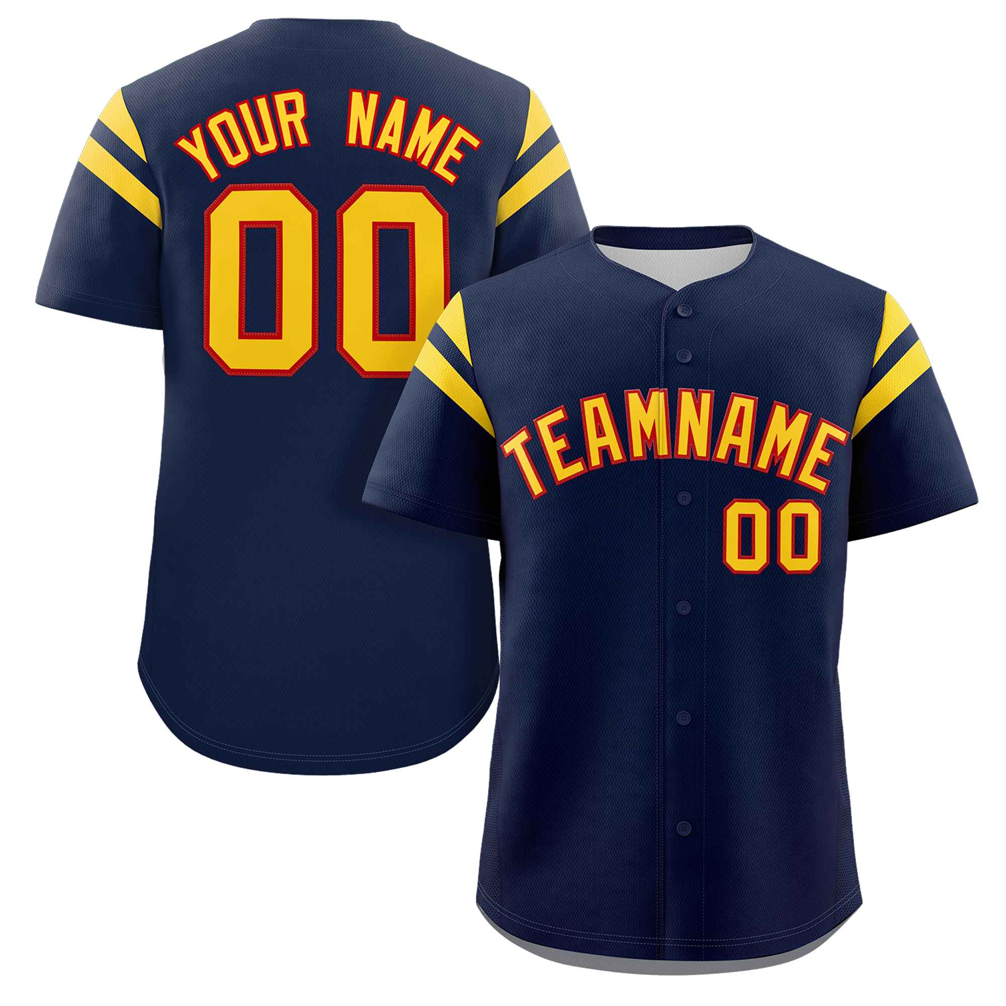 Custom Navy Gold Classic Style Personalized Full Button Authentic Baseball Jersey