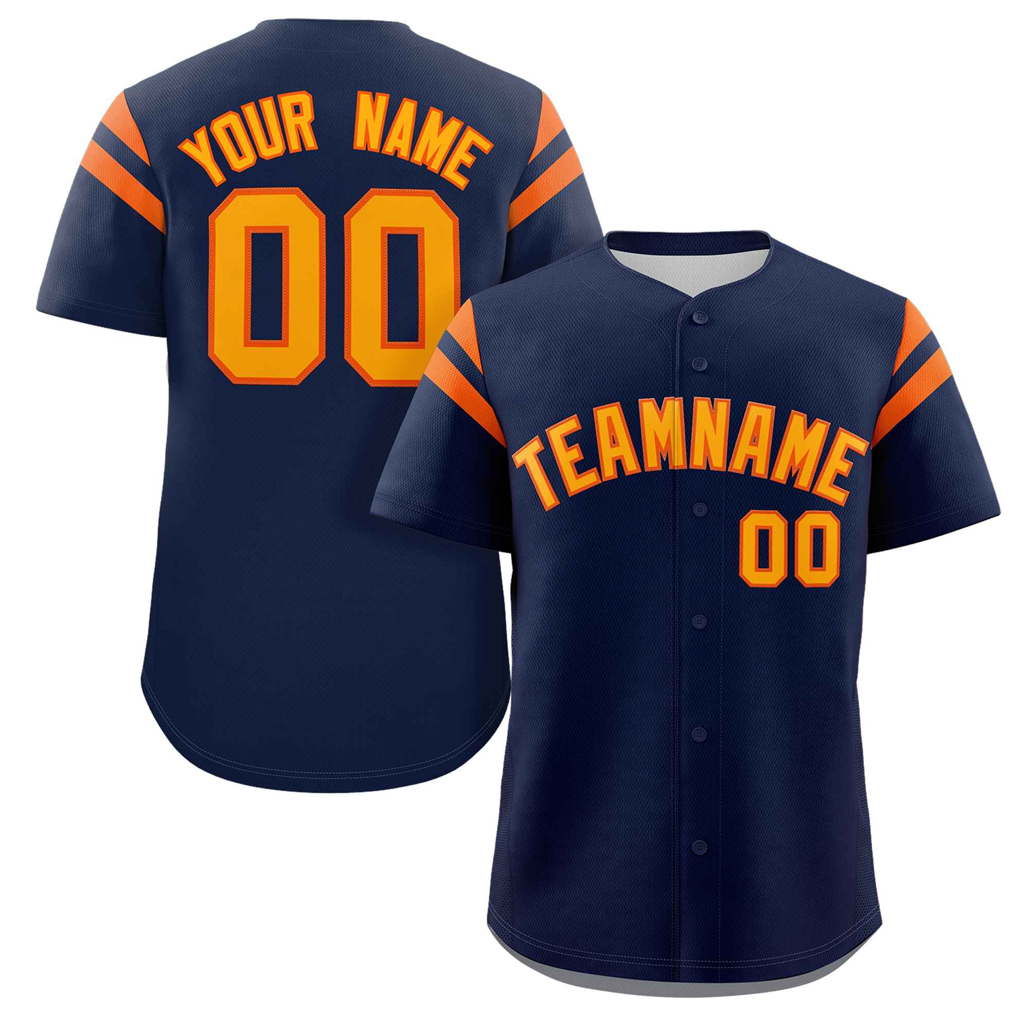 Custom Navy Yellow-Orange Classic Style Personalized Full Button Authentic Baseball Jersey