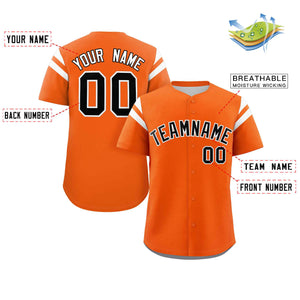 Custom Orange Black-White Classic Style Personalized Full Button Authentic Baseball Jersey