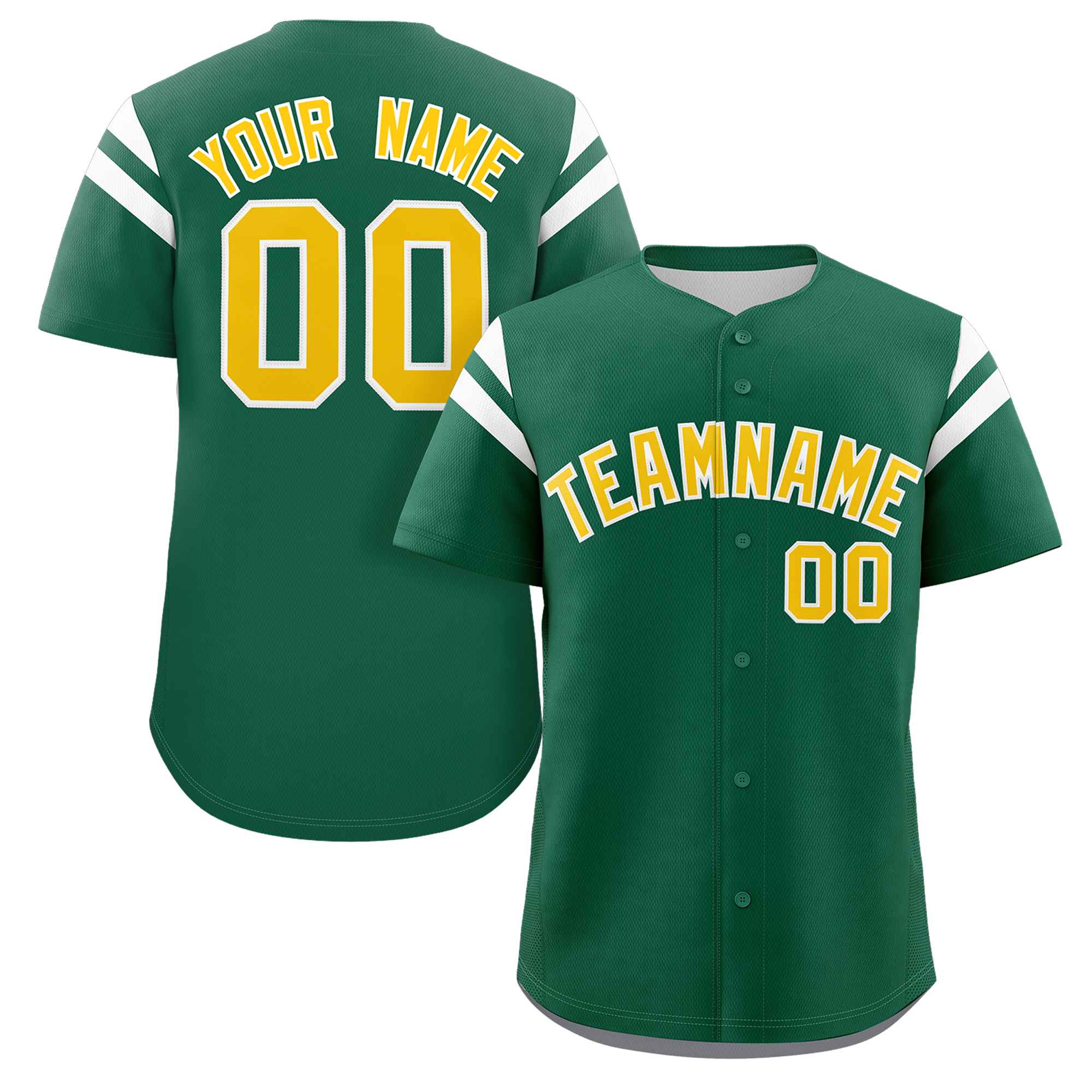 Custom Green Gold-White Classic Style Personalized Full Button Authentic Baseball Jersey