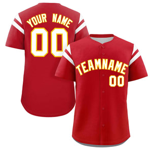 Custom Red White Classic Style Personalized Full Button Authentic Baseball Jersey