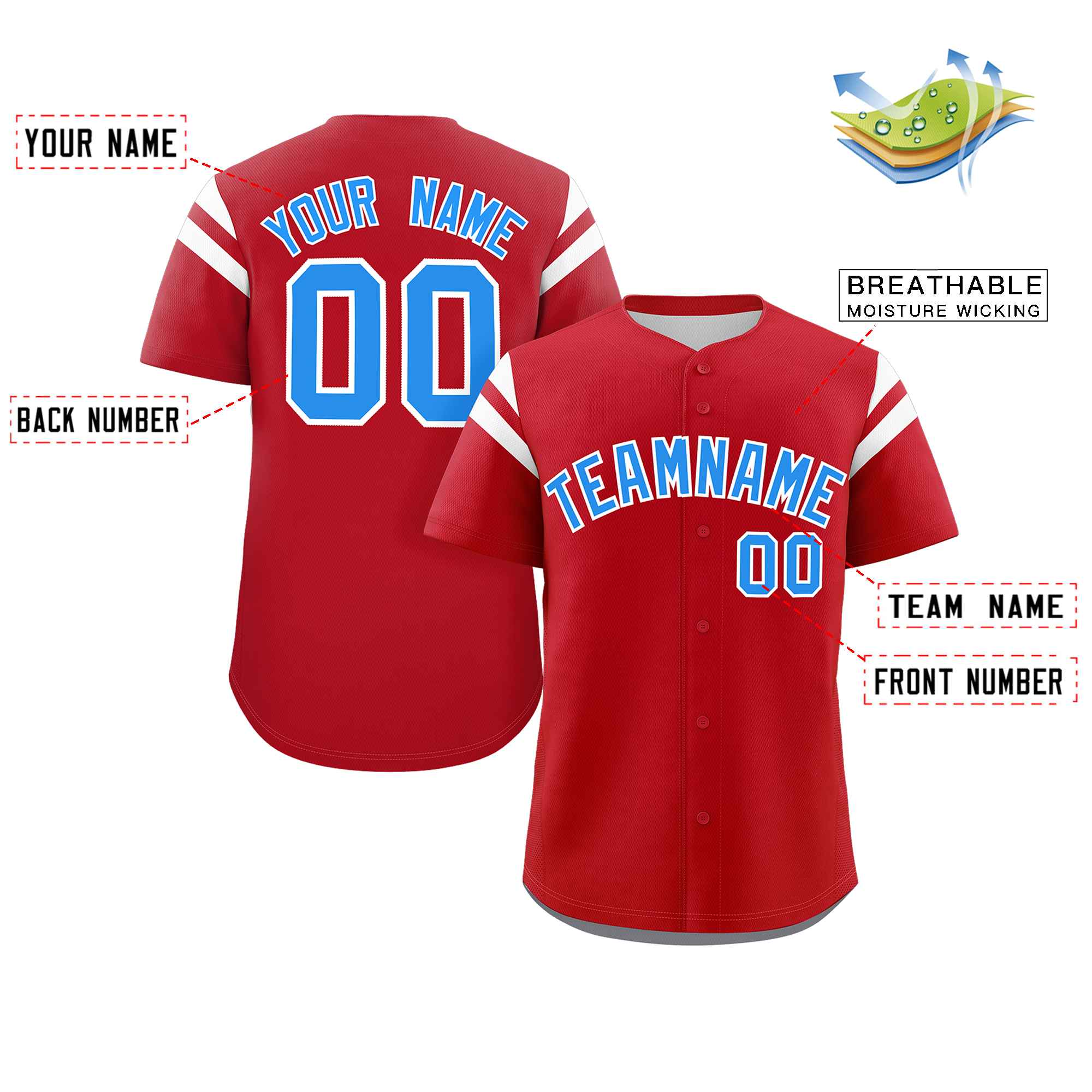 Custom Red Blue-White Classic Style Personalized Full Button Authentic Baseball Jersey