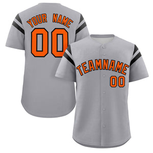 Custom Gray Orange-Black Classic Style Personalized Full Button Authentic Baseball Jersey