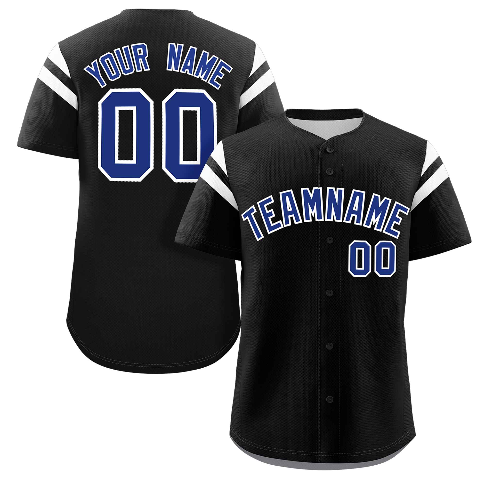 Custom Black Royal-White Classic Style Personalized Full Button Authentic Baseball Jersey