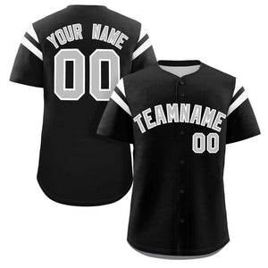 Custom Black Gray-White Classic Style Personalized Full Button Authentic Baseball Jersey