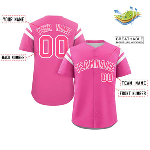 Custom Pink White Classic Style Personalized Full Button Authentic Baseball Jersey