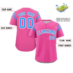 Custom Pink Blue Classic Style Personalized Full Button Authentic Baseball Jersey