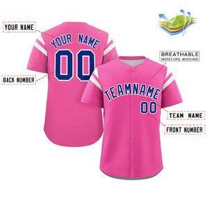 Custom Pink Royal-White Classic Style Personalized Full Button Authentic Baseball Jersey